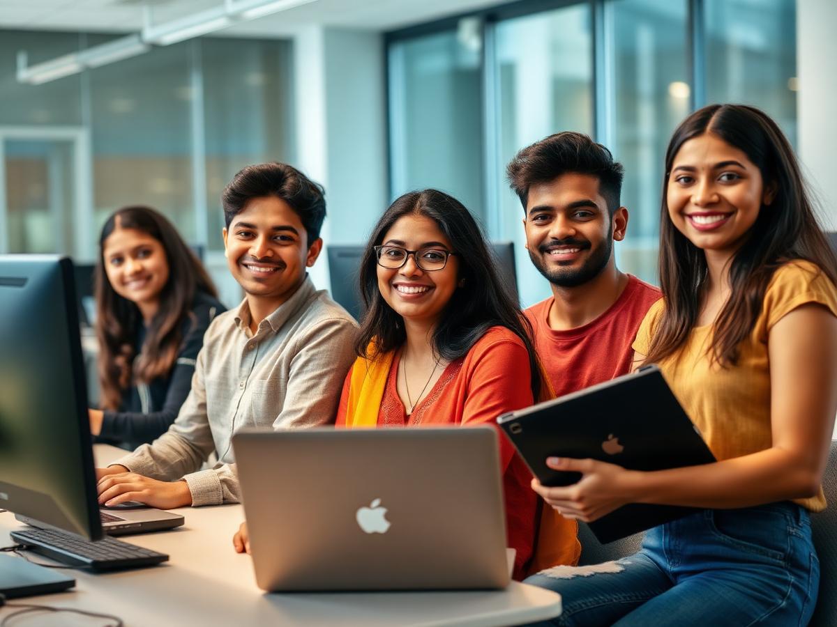 Students at Krishna Computer Center learning digital skills